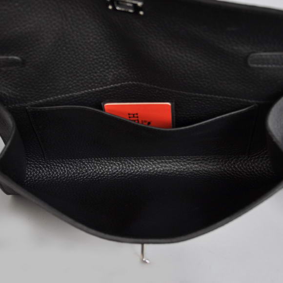 AAA Hermes Kelly 26CM Shoulder Bag Clemence Black 60699 On Sale - Click Image to Close